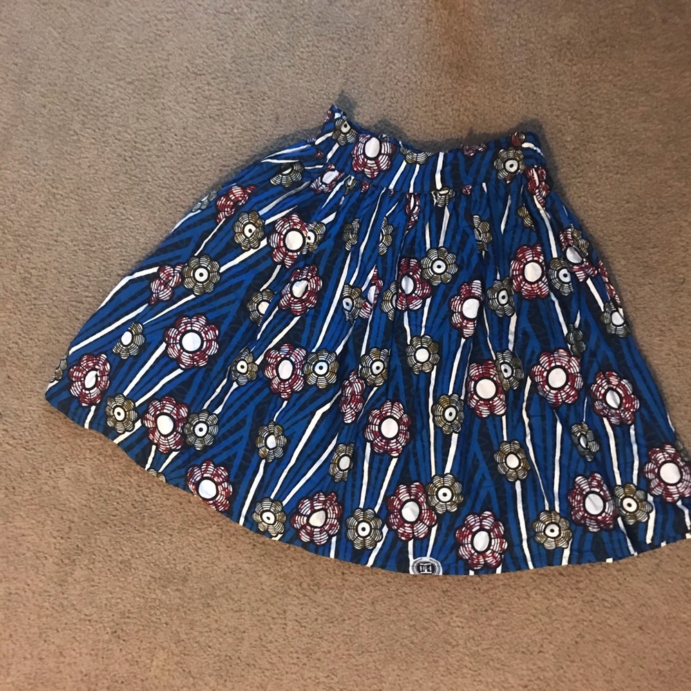 Grass-fields African Print Midi Skirt Grassfields